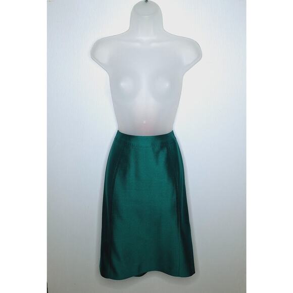 Vintage Albert Nipon Skirt Suit Wool Silk 8 Emerald Green Jackie O Classic 60s - Picture 12 of 16